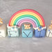 Cake topper cubi con orsetti in scala di blu e arcobaleno 5 cubi 5 lettere 