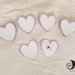 etichette cuore smerlato bianco e lilla 5 cm personalizzabili 