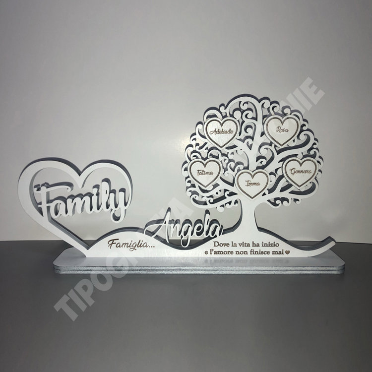 Albero della vita in legno, portachiavi, InciSo con frase personalizza