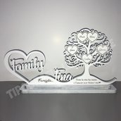 Cuore Family con albero della vita in legno personalizzato.