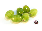 Lotto: 30 Perle Vetro - Ovale - 16,5x13 mm - Colore: Verde Acido  - Effetto marmorizzato