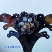 Anello Crochet fiore nero