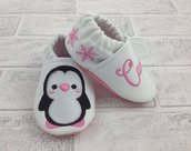 Scarpine ecopelle Pinguino personalizzate con nome - Bimba Neonata 3-6 mesi
