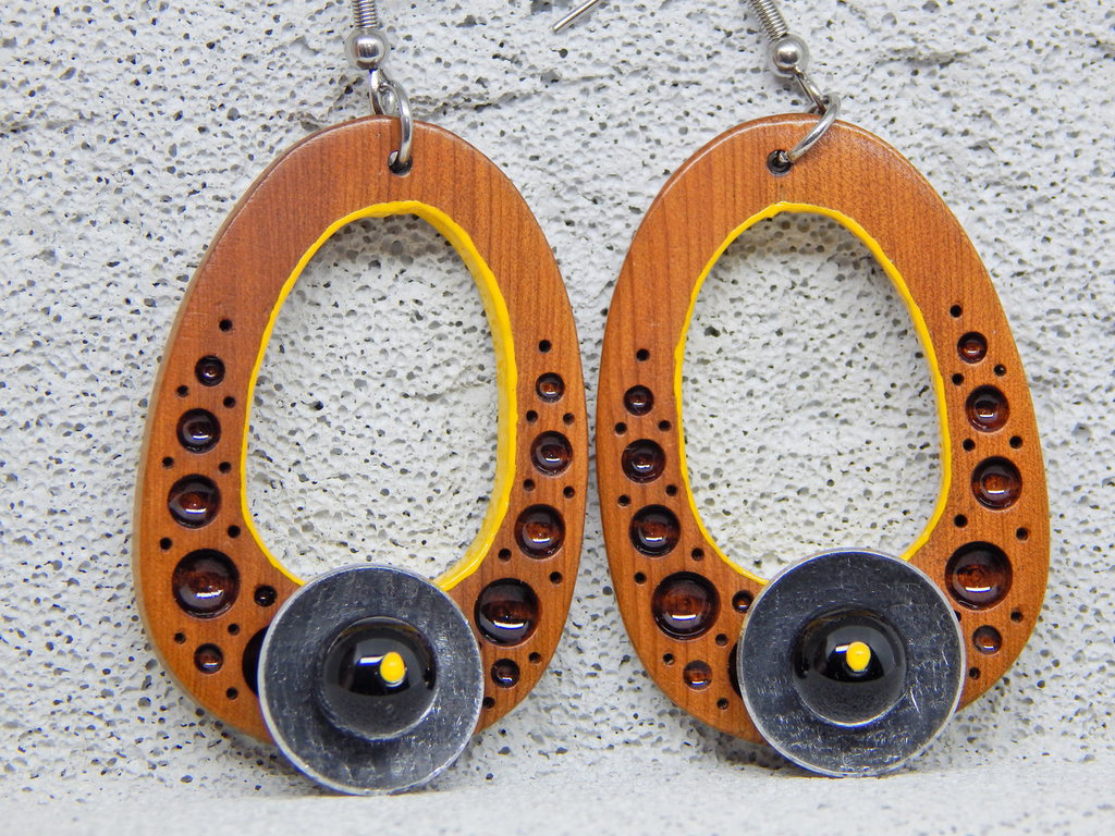 Gleamart Orecchini Pendenti In Legno Naturale – 2 Paia Boho Foglia/Goccia