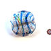 Lotto: 20 Perle Vetro - Tondo Piatto rigato  - 35x6,5 mm - Fondo bianco righe Turchese - KV58-BT
