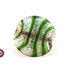 Lotto: 20 Perle Vetro - Tondo Piatto rigato  - 35x6,5 mm - Fondo bianco righe Verde - KV58-BV