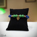 Bracciale perle vetro blu e verdi ciondolo dorato Cuore Made With Love intermezzi metallici