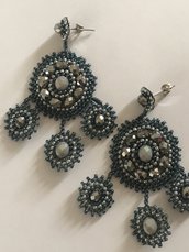 Orecchini chandelier grigio/argento