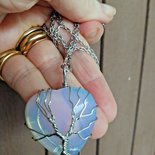 ROMANTICWORK Collana Argento 925 Con Albero Della Vita E Pietra Di Luna, Ciondolo In Conchiglia Abalone, Gioiello Spiritual Yoga
