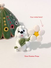 Regalo festa della mamma Decorazione con cane shih tzu personalizzato con la vostra iniziale sul petalo, regalo per amanti degli shih tzu