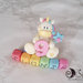 Cake topper unicorno su cubi nome arcobaleno e numero compleanno bimba con stelline