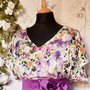 Blusa elegante,  blusa comfort, blusa a fiori, blusa viola, top a fiori, top viola