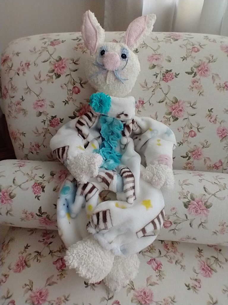 Coniglietto in peluche blu Giant Bunny Doudou et Compagnie