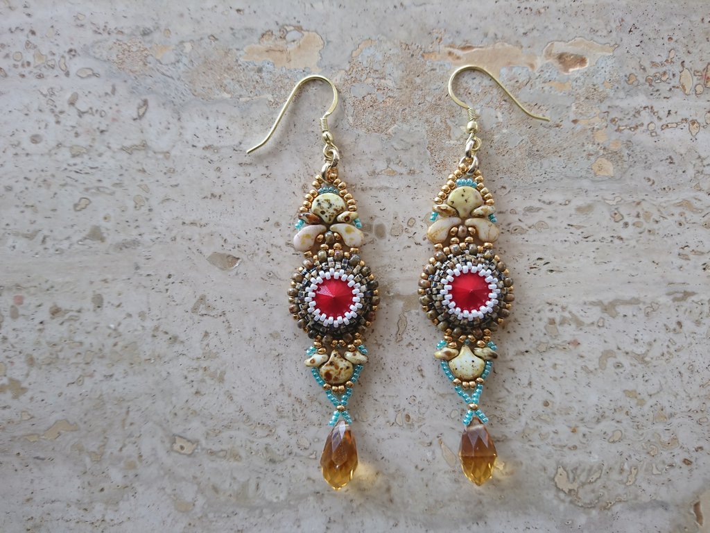 Orecchini A Goccia In Oro Giallo 14K Con Rubini Naturali Briollette – Gioielli Eleganti Per Donna, Nati A Luglio