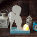 ANGELO CUSTODE BAMBINO in legno realizzato completamente a MANO con luce LED idea regalo nascita battesimo commemorazione figlio 