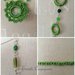 Collana verde con elementi crochet in lurex e mezzi cristalli di Boemia