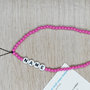 phone strap perline fucsia, cinturino per telefono perline, catenella per cellulare, ciondolo perline telefono, phone beads nome