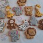 giungla biscotti bambini festa vari aninali segnaposto regalo fine festa giraffa elefante scimmia ippopotamo orso zebra leone 