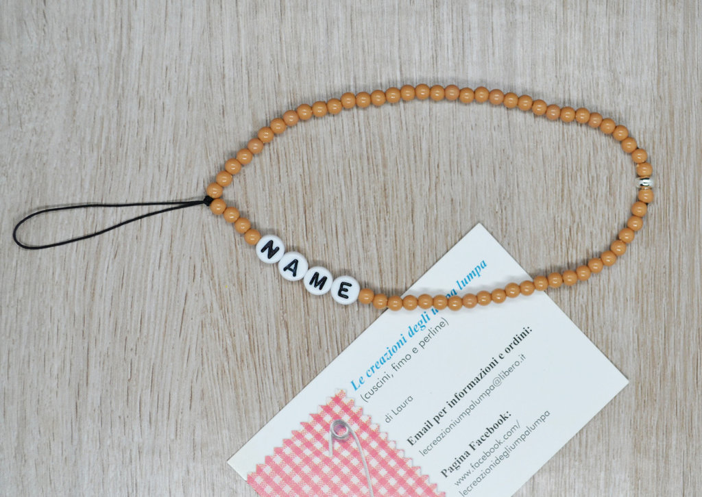 Ciondolo Per Telefono Personalizzato Con Perline Di Perle: Cinturino Per Telefono Personalizzato - Italia - Foto 3