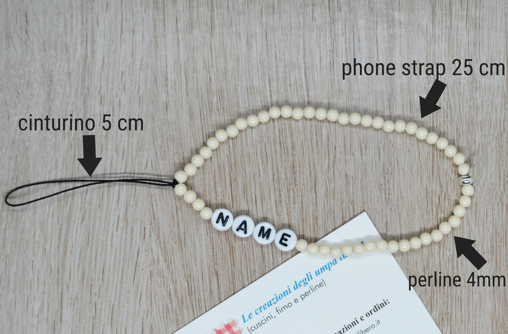Ciondolo Per Telefono Personalizzato Con Perline Di Perle: Cinturino Per Telefono Personalizzato - Italia - Foto 4