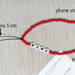 phone strap perline rosso, cinturino per telefono perline, catenella per cellulare, ciondolo perline telefono, phone beads nome