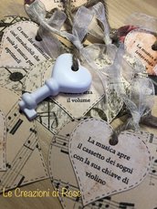 Segnaposto etichetta tags gessetti profumati musica spartito note musicali matrimonio vintage 
