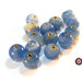 Lotto: 50 Perle Vetro - Tonde - 9x9 mm - Colore: Blu Light - Effetto marmorizzato - KG-BL