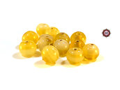 Lotto: 50 Perle Vetro - Tonde - 9x9 mm - Colore: Giallo chiaro - Effetto marmorizzato - KG-GC
