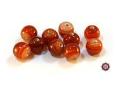 Lotto: 50 Perle Vetro - Tonde - 9x9 mm - Colore: Rosso - Effetto marmorizzato - KG-R