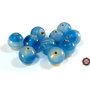 Lotto: 50 Perle Vetro - Tonde - 9x9 mm - Colore: Turchese - Effetto marmorizzato - KG-T