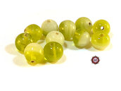 Lotto: 50 Perle Vetro - Tonde - 9x9 mm - Colore: Verde Acido - Effetto marmorizzato - KG-VA