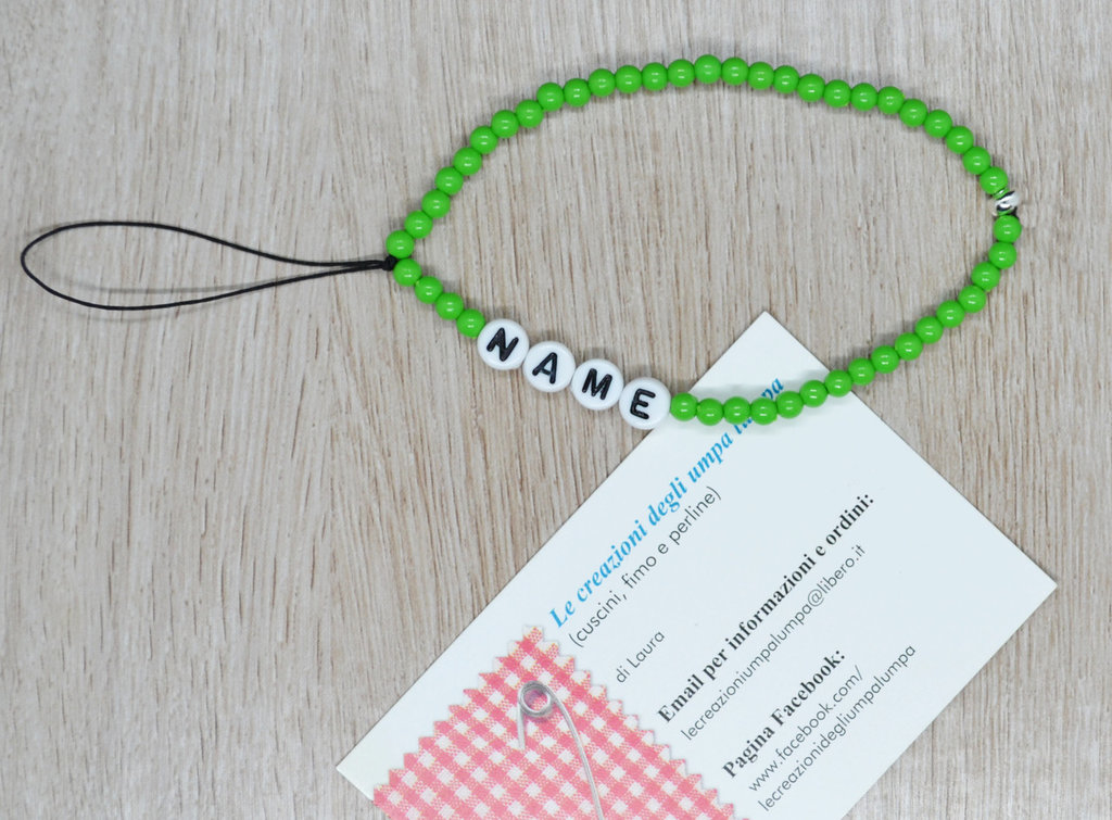 Braccialetto Per Cellulare Con Perline Naturali - Cordino Antismarrimento Per Telefono, Tablet, Borse