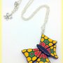 Collana in fimo handmade farfalla di murrine etnica elegante idea regalo donna 
