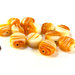 Lotto: 30 Perle Vetro - Tonde Piatto - 13x6 mm - Colore:  Bianco Arancio - Effetto marmorizzato - KP-BAR