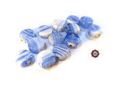 Lotto: 30 Perle Vetro - Tonde Piatto - 13x6 mm - Colore: Blu Light - Effetto marmorizzato - KP-BL