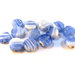 Lotto: 30 Perle Vetro - Tonde Piatto - 13x6 mm - Colore: Blu Light - Effetto marmorizzato - KP-BL