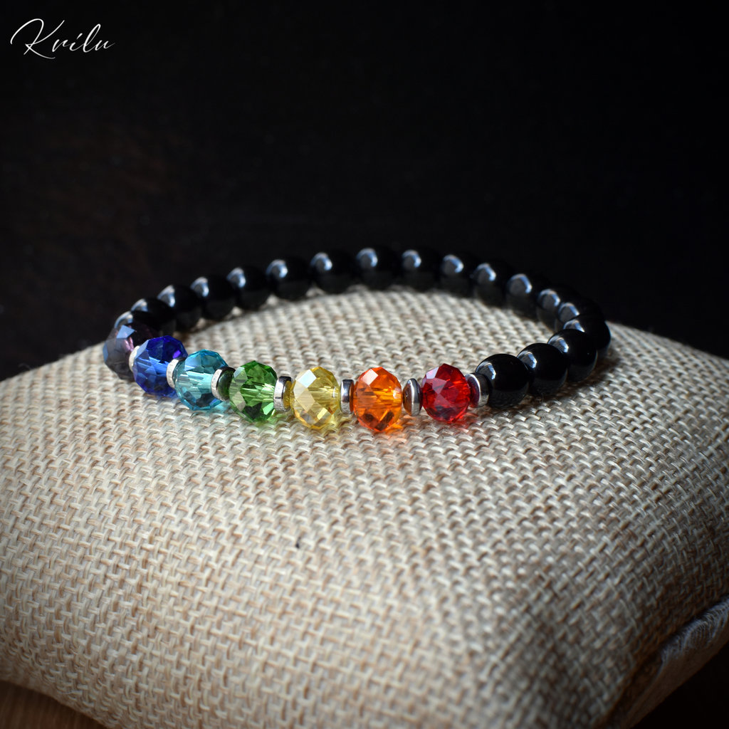 Bracciale largo, acciaio e vetro - GIADA