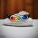 Bracciale arcobaleno perle vetro sfaccettate colorate tonde nere distanziatori rondelle strass