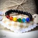 Bracciale arcobaleno perle vetro satinate colorate e nere distanziatori rondelle acciaio