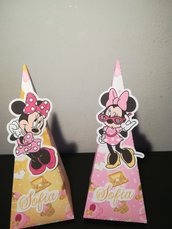 Scatolina scatoline compleanno nascita  triangolo Minnie scarpetta topolina festa compleanno 
