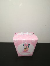 Scatolina scatoline compleanno nascita triangolo Minnie mouse topolina festa segnaposto bomboniera 