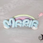 Cake topper nome sospeso con arcobaleno e palloncino 5 lettere 