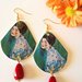 Orecchini di carta pendenti Gustav Klimt "Ritratto di signora" con perle rosse