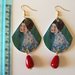 Orecchini di carta pendenti Gustav Klimt "Ritratto di signora" con perle rosse