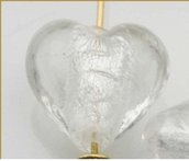 4pz cuore foglia d'argento - ghiaccio
