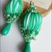 Orecchini pendenti verde tiffany con seta shibory e cristalli fatti a mano