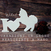 I LOVE MY DOG creazione in LEGNO CANE VOLPINO DI POMERANIA REALIZZATO A MANO decorazione per amanti animali