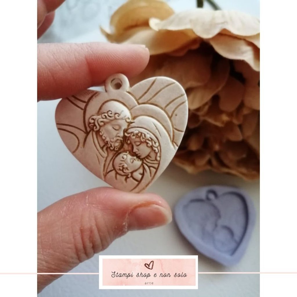 STAMPO SILICONE LIBRO con SACRA FAMIGLIA  PER GESSO