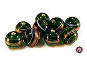Lotto: 20 Perle Vetro - Tonde Sfera - 13,5 mm - Colore: Verde Petrolio - KR12-VP