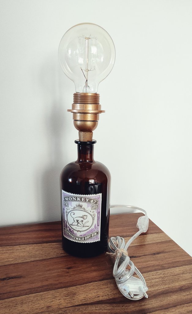 Monkey 47 lamp,abat jour personalizzata bottiglia,lampada  artigianale,design,ufficio,locali,gin,handmade,vintage